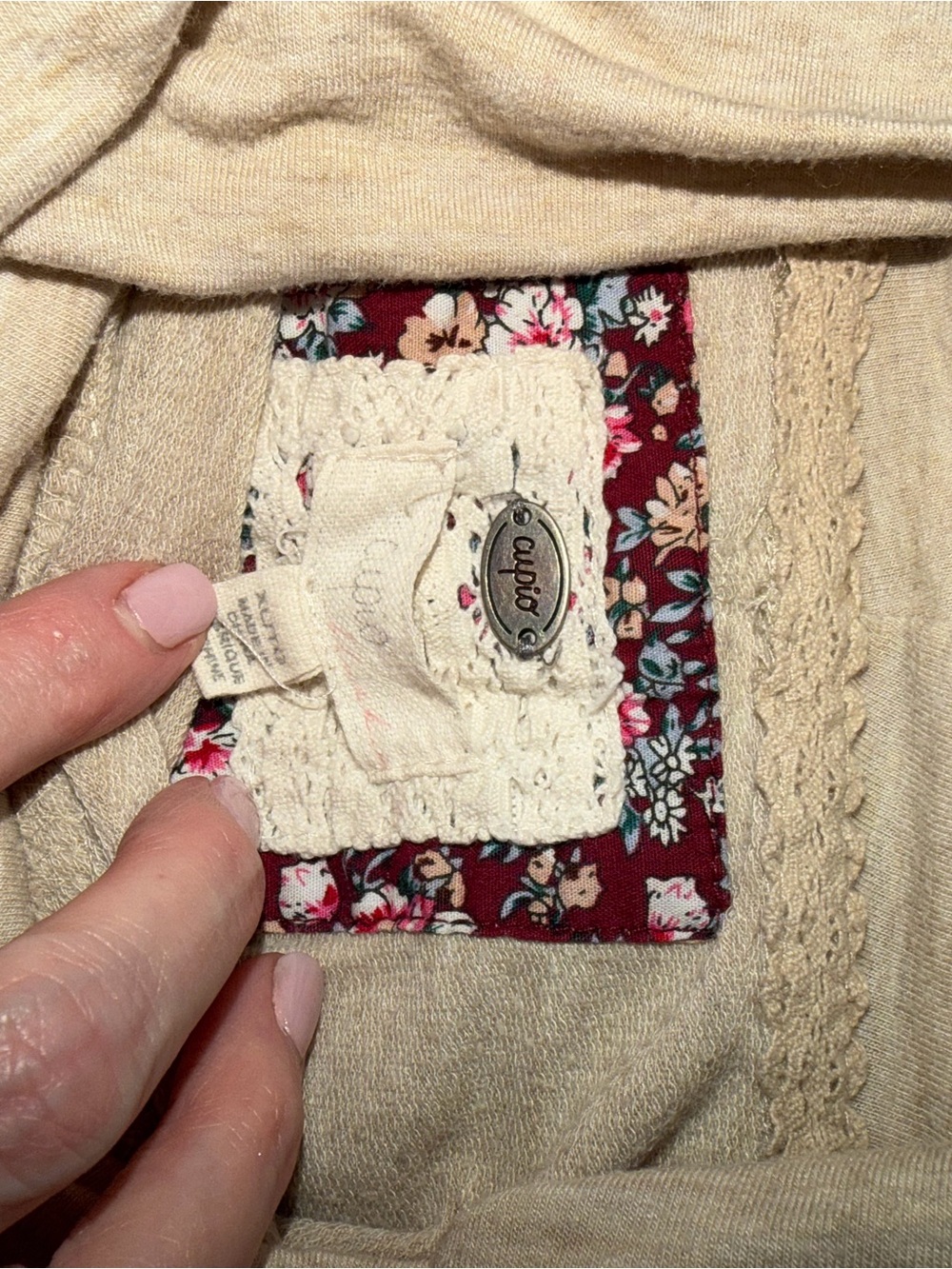 Cupio Beige Draped Off-Shoulder Knit Sweater - Picture 4 of 6